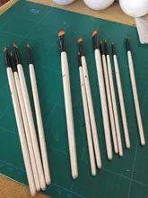 Juego de pinceles con mango de madera, set de 12 pinceles con pelo de nailon para pintar con acuarela, pintura al óleo y acrílica