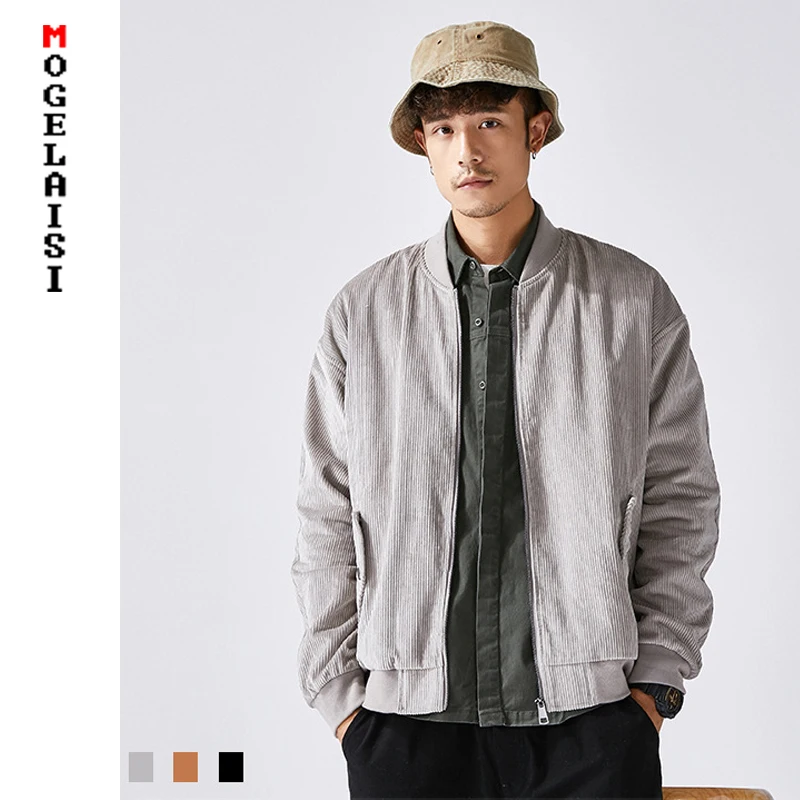 Japanese style men jacket Fashion printing solid coats loose keep warm Corduroy jackets man Baseball 3XL JD0707 | Мужская одежда