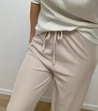 Suave comodidad pantalones de las mujeres de 2021 nueva Alta cintura pantalones verano Pantalones Mujer Pantalones de seda de hielo-tobillo longitud pantalones largos de Mujer Pantalones