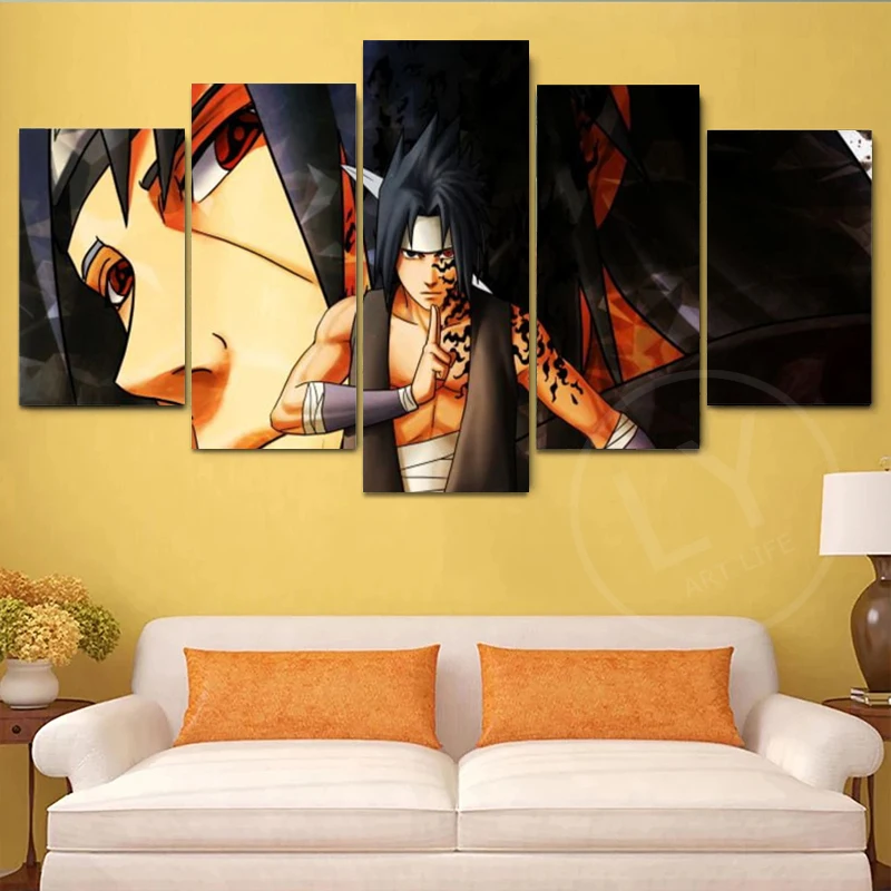 Tableau 5 pièces Sasuke Itachi en mode attaque