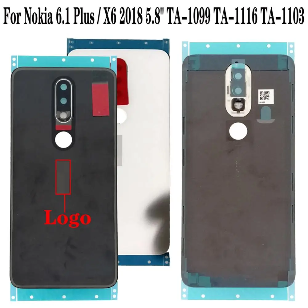 Shyueda Original New For Nokia 6.1 Plus X6 5.8" TA-1083 TA-1099 TA-1116 TA-1103 Glass Rear Back Door Housing Battery Cover