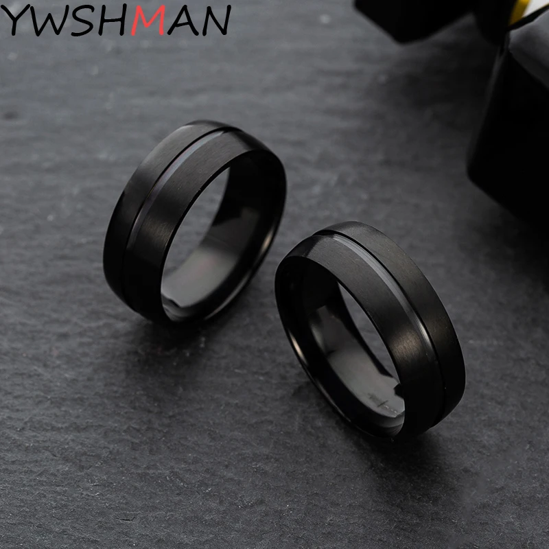 Stainless Steel Ring Finger Ring Men's Black Simple Ring Fashion Stainless Steel Ring Birthday Gift Party Men's Jewelry