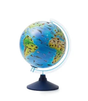 

Globe Earth Zoological with illumination from batteries D = 25 cm (in English)