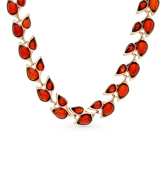 

Silver necklace with amber sunlight sample 925