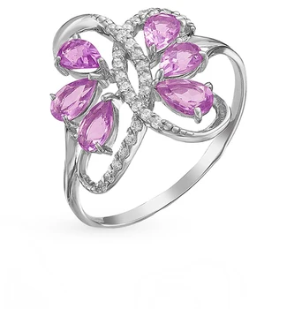 

Silver ring with amethyst and cubic zirconia sunlight sample 925