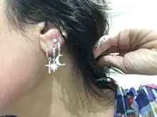 Pendientes de aro de Luna y estrella para mujer y hombre, de Plata de Ley 925, joyería para la oreja, regalos de fiesta al por mayor
