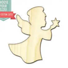 Ангел вырезанный по дереву-на заказ Выберите свой размер-лазерная резка Деревянные Художественные товары для рукоделия Настенный декор свадебный детский DCS0152