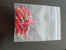 10 unids/lote chile rojo cuerno encanto de la aleación de talismán de accesorios de joyería DIY artesanía suerte fabricación de colgantes Vegetabal flotante 6*15mm