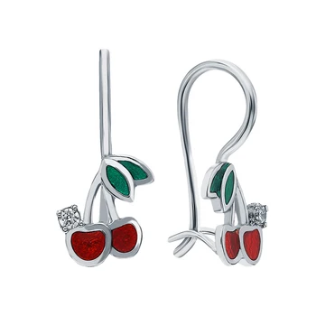 

Silver earrings with cubic zirconia and enamel sunlight sample 925
