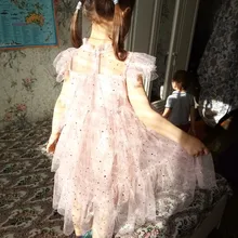 Disfraz de Navidad de encaje para niñas, vestido de princesa de manga corta con lentejuelas para verano, Año Nuevo, fiesta de cumpleaños, Rojo