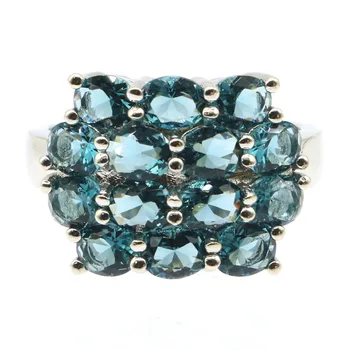 

20x15mm Gorgeous Created Dark London Blue Topaz Gift For Sister Jewelry Making Dating Silver Rings