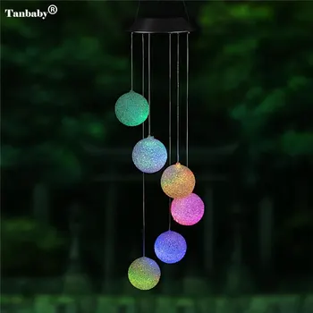 

LED Solar Powered Wind Chime Transparent Hummingbird Wind Chime Ball Color-Changing for Party Patio Yard Garden Decor