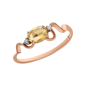

Gold ring with cubic zirconia and citrine sunlight sample 585 test