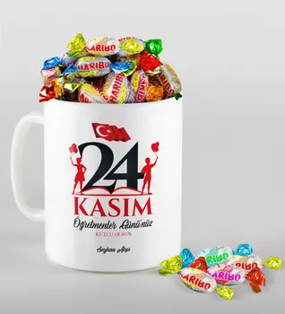 

Personalized Teachers Days Happy Mug and Haribo Candy Gift Seti-2