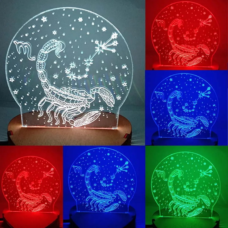 n 034 Скорпион 3D USB светодиодный Эко светильник ночник ручной настольный домашний