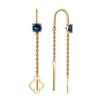 

Sokolov drop earrings with stones in gold with Topaz, fashion jewelry, 585, women's male, long earrings