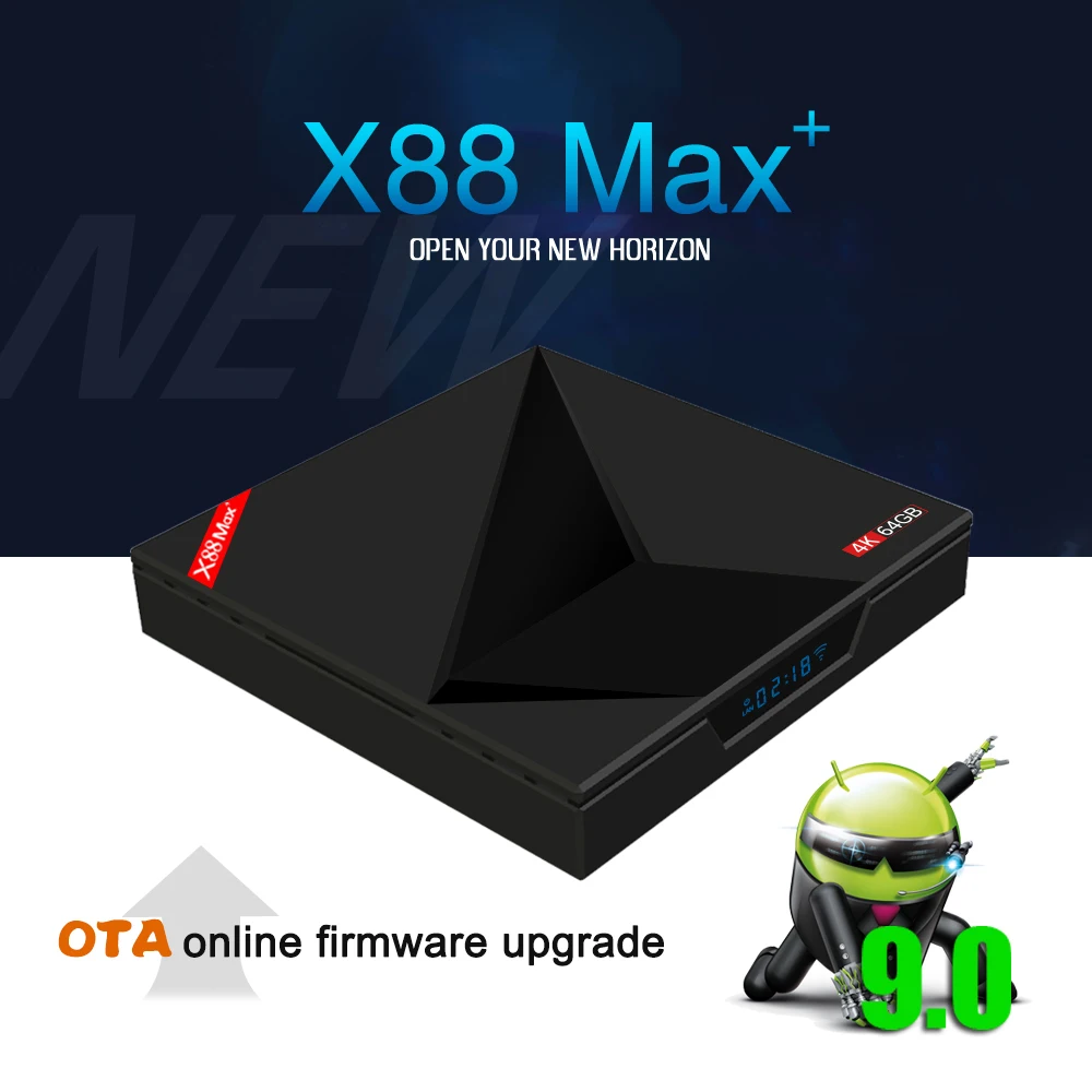 

Apkintvbox X88 Max Plus RK3328 BT 4.0 dual wifi 4GB RAM 64GB ROM Android 9.0 Smart TV BOX
