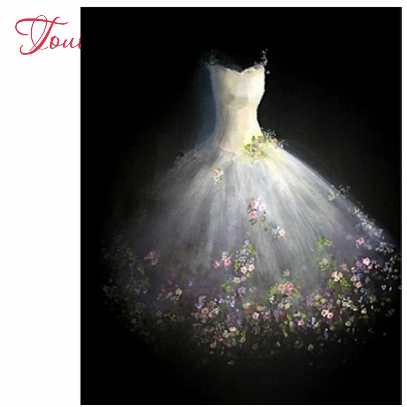 

TOUOILP Full Round square DIY Diamond embroidery White wedding dress DIY Diamond painting Cross stitch Diamond mosaic