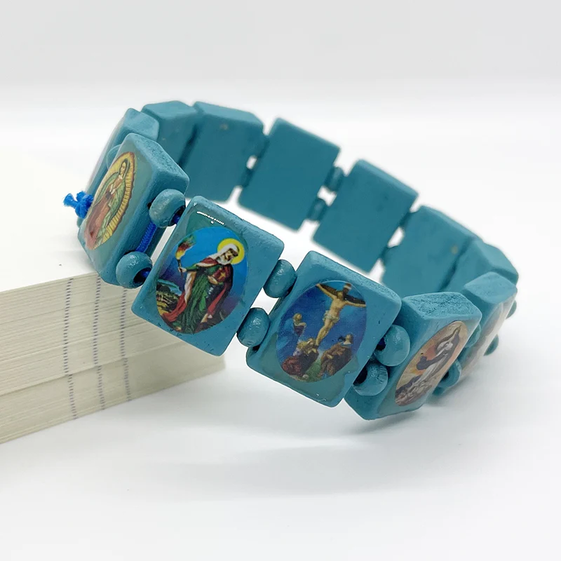 Bracciale Decina Tau Elastico - Grani Legno Assisi E Perle Rosse - Holy Family - Foto 3