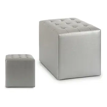 

Pouffe Leather Silver (35 x 35 x 35 cm)