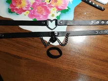 Gothic Choker Necklace Lock-Key Hip-Hop-Bondage-Cosplay Sexy Heart Women Punk for Rivets