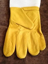 Apicultura protectora guantes mangas transpirable de malla amarilla blanco de piel de oveja y tela para apicultura cuidado de abejas guantes