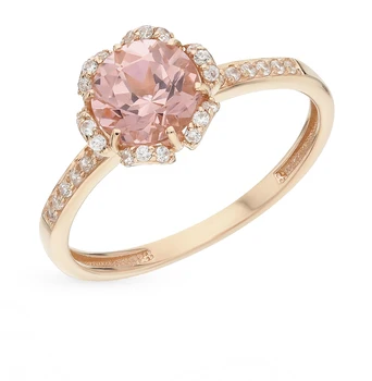 

Gold ring with morganites and cubic zirconia sunlight sample 585