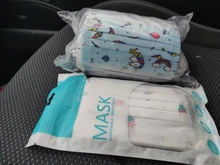 Mascarilla desechable con dibujos animados para niños, 3 capas, transpirable, no tejida, gruesa y cálida, con elásticos, 50 Uds.