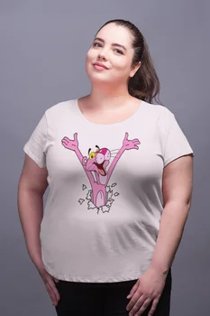 

Angemiel Wear Wall Hottest Pink Panther White Women Cotton Large Size T-Shirt