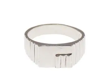 

Men's silver stamp with glitter and embossed stripes