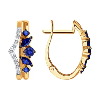

Sokolov gold drop earrings,with stones, fashion jewelry, 585, women's male, long earrings