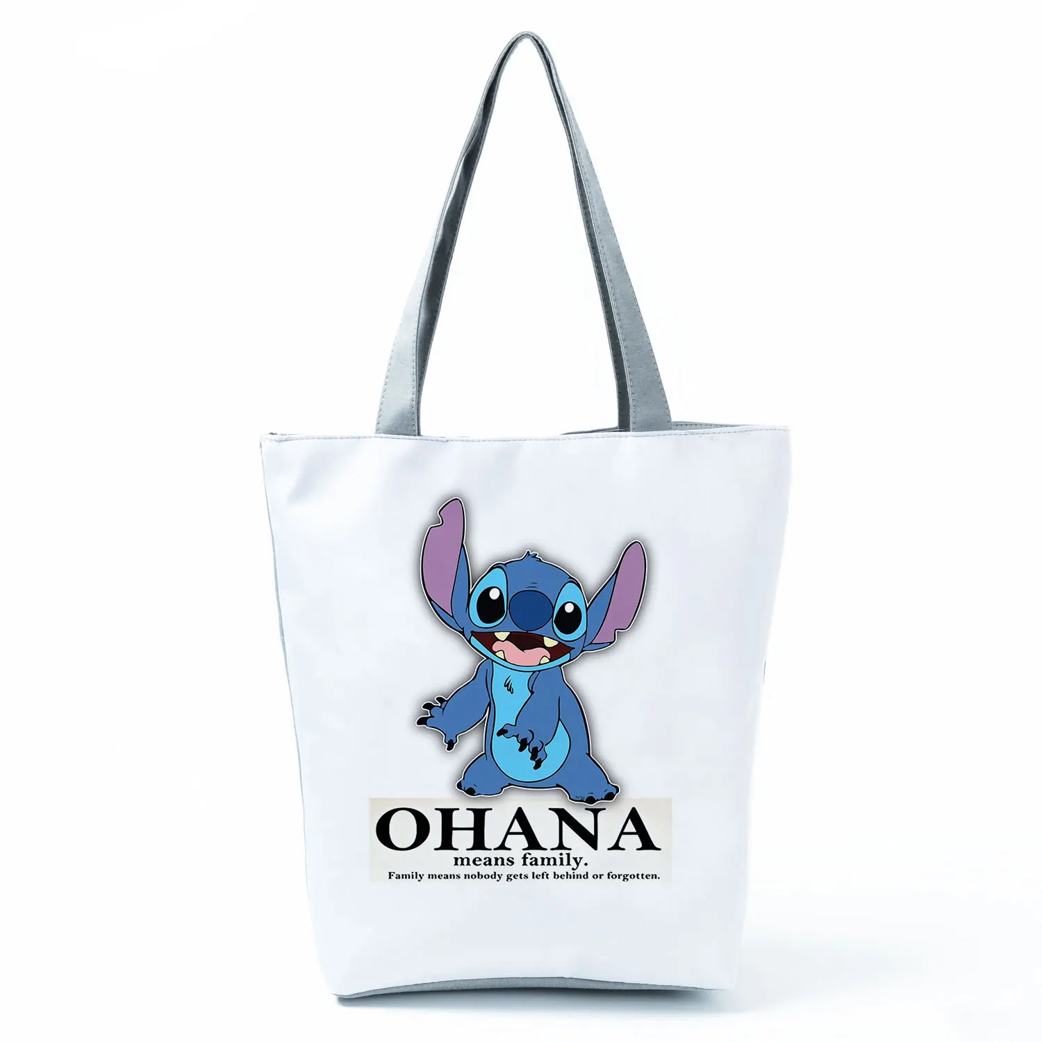 Disney Lilo Stitch Cute Cartoon Printed Handbag High Capacity Eco Reusable Shoppaing Bag Blue Starry Sky Travel Beach Tote Bag