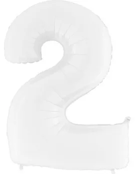 

Balloon Number 2 White 100 cm-Foil Polyamide-G932WWH