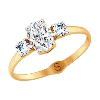 

Sokolov ring in Gold with Swarovski Crystals zirconia, fashion jewelry, gold, 585, women's male