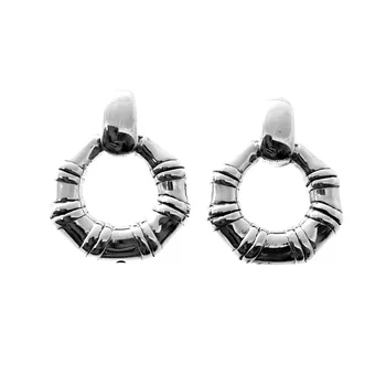 

925 Sterling silver earrings m Hoops Bar electroforming 25mm. Forms close pressure