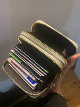 Tarjetero de negocios para mujer/hombre rojo/Negro/azul ID/tarjetero Cartera de cuero PU con doble cremallera