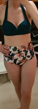 Bikini femenino con cuello Halter y cintura alta, traje de baño con cuello halter y cintural alta con estampado floral en talla XXL