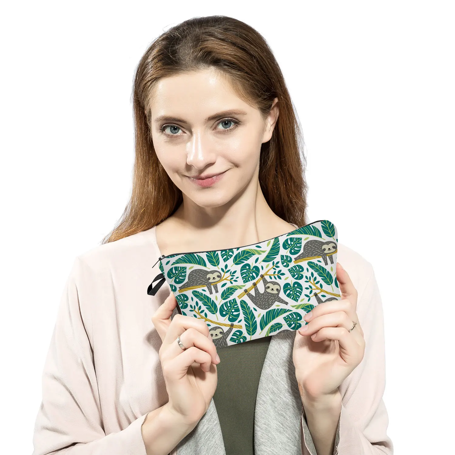 Cosmetic Bag Cosmetic Storage Bag Toiletry Bag Makeup Bag Cosmetic Case Sloth Abstract Art Cosmetic Bag Waterproof Printing Swanky Turtle Leaf Toilet Bag Style for Travel Makeup For Women