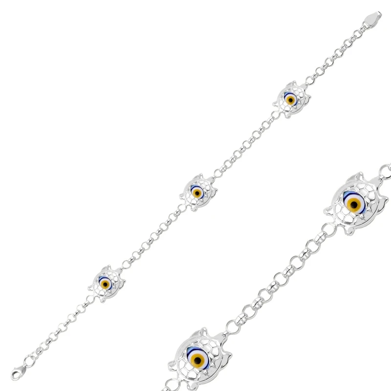 

Silver 925 Sterling Eyed Turtle Bracelet