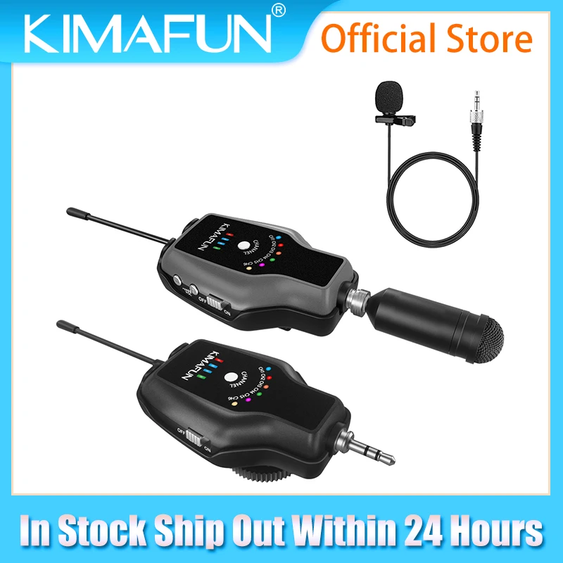 KIMAFUN UHF Lavalier Lapel Wireless Microphone Recording Vlog Youtube Live Interview for iPhone Android DSLR Camera microphone