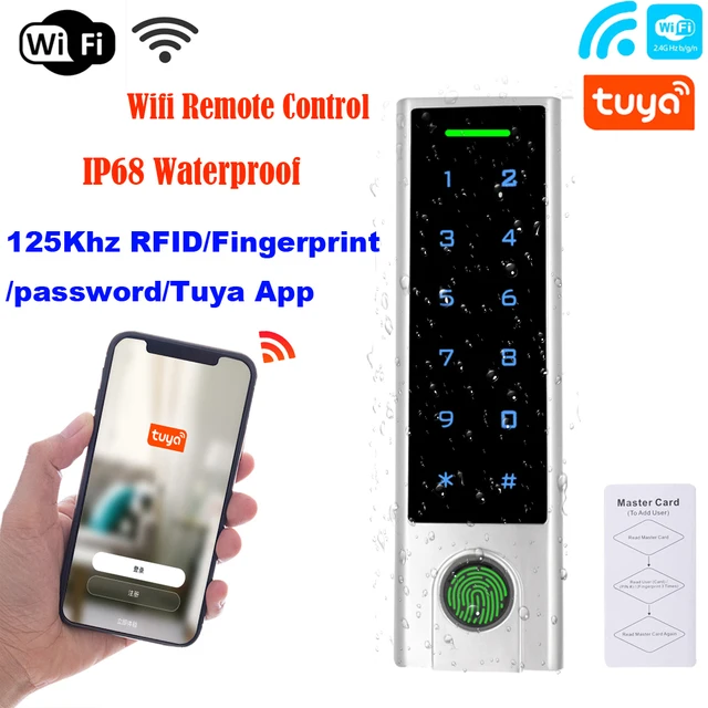 Wifi Remote Fingerprint Access Control Kit Rfid Reader 1000 User Tuya APP 125khz Card Keypad Door Password Access Control System 2