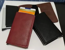 Mini Cartera de aluminio de Metal para hombre y mujer, tarjetero inteligente, Rfid, Dropshipping, 2021