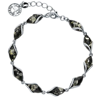 

Silver Bracelet with amber sunlight sample 925