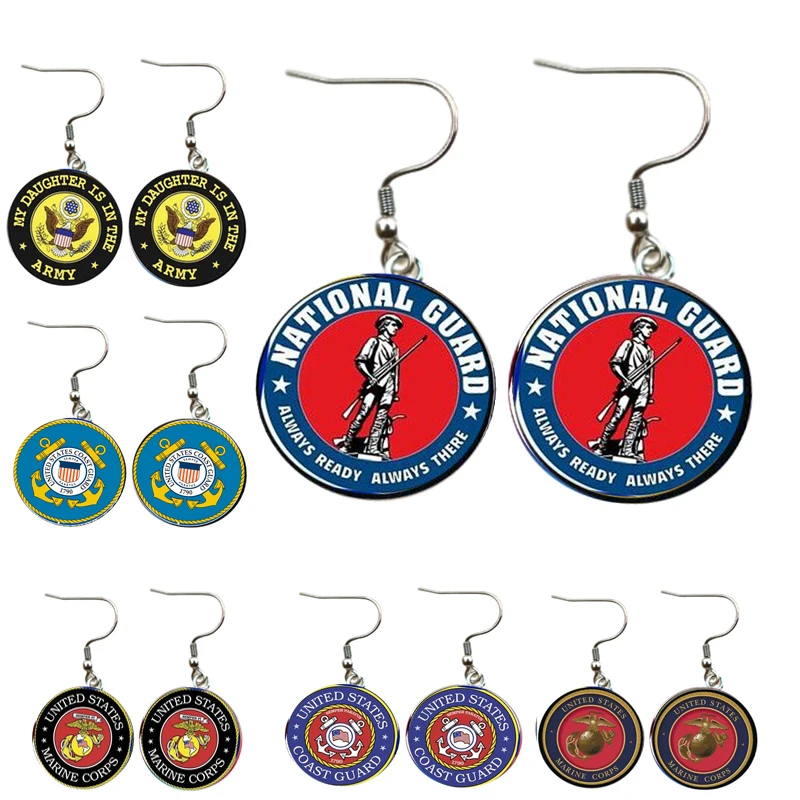 1Pair Earring For Women US Forces Earrings Handmade 18MM Glass