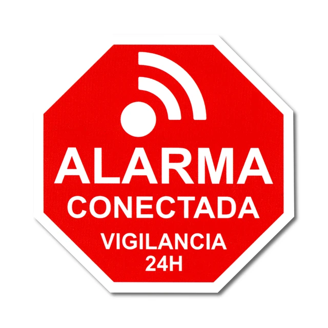 Aviso de ALARMA CONECTADA CON VIDEOVIGILANCIA impreso sobre vinilo adhesivo  de gran calidad 06406 - Vinilos decorativos personalizados - Tienda online  de vinilos decorativos al mejor precio