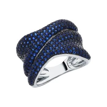 

Silver ring with spinels synthetic sunlight sample 925