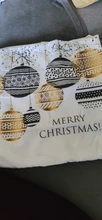 Taoup-funda de almohada de Feliz Navidad, decoración de Navidad para el hogar, adornos de Navidad, Papá Noel, color dorado y negro