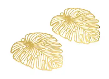 

Brass Monstera Charms - Raw Brass Monstera Earrings and Pendants - Jewelry Supplies - 6Pcs/Lot - 49x44.44x0.45mm - PP2040