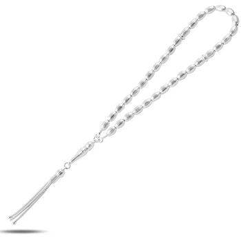 

Silver 925 Sterling 6mm 33lü Striped Barley Rosary