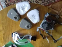 Máscara de Gas 8 en 1 con gafas de seguridad, respirador de Gas de media cara para pintura, pulverización, pulido, seguridad en el trabajo, 6200